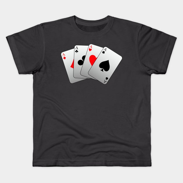 Aces High, Playing Cards Kids T-Shirt by Stupid Coffee Designs